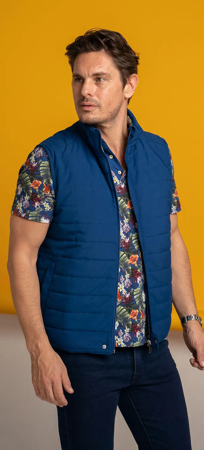Alain Delon gilet sportivo blu fodera floreale