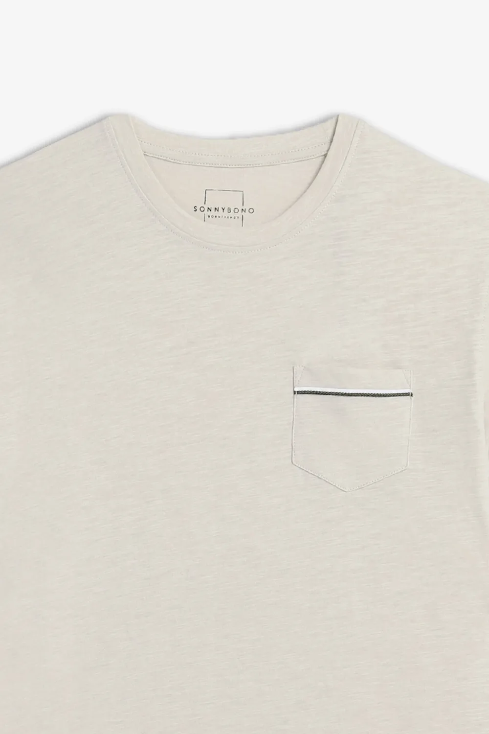 Sonny Bono T-Shirt Slub taschino beige chiaro cotone