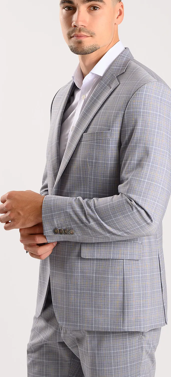 Alain Delon Grey Check Slim Fit abito grigio a quadri
