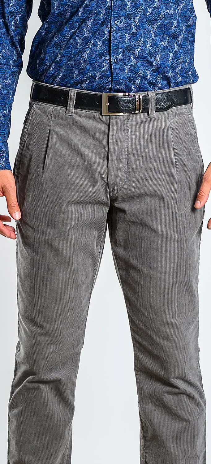 Alain Delon pantalone chino velluto grigio slim fit elasticizzato