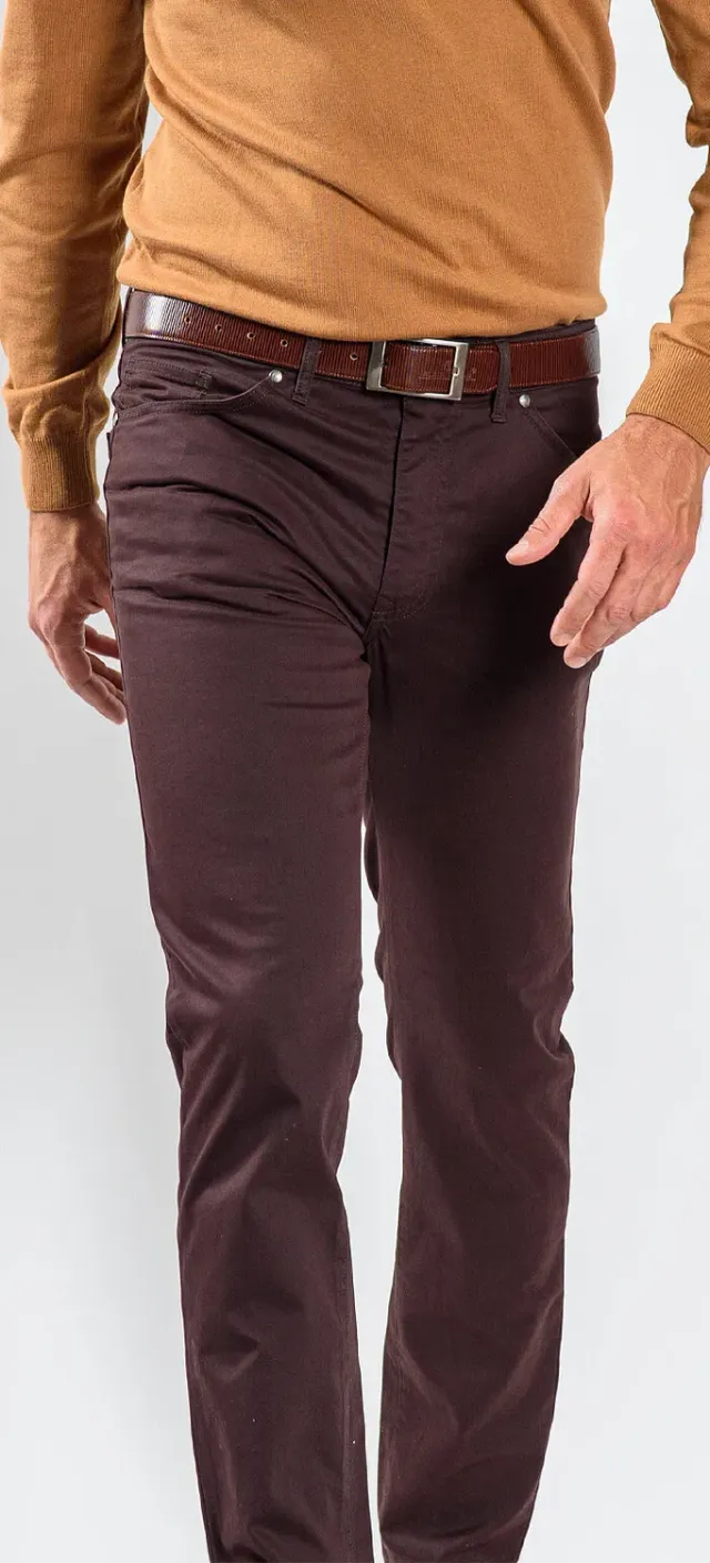 Alain Delon Jeans Marrone Cotone Elasticizzato Slim