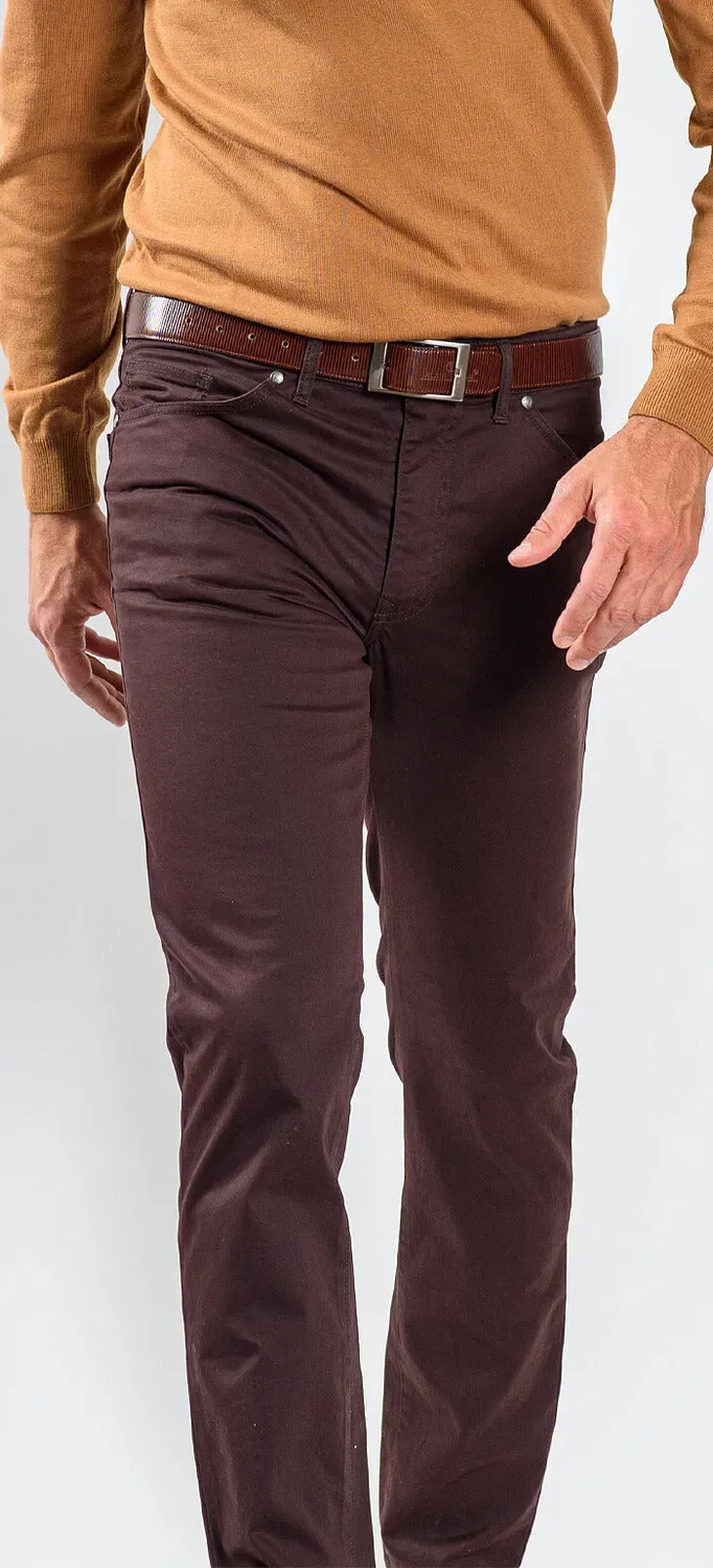 Alain Delon Jeans Marrone Cotone Elasticizzato Slim