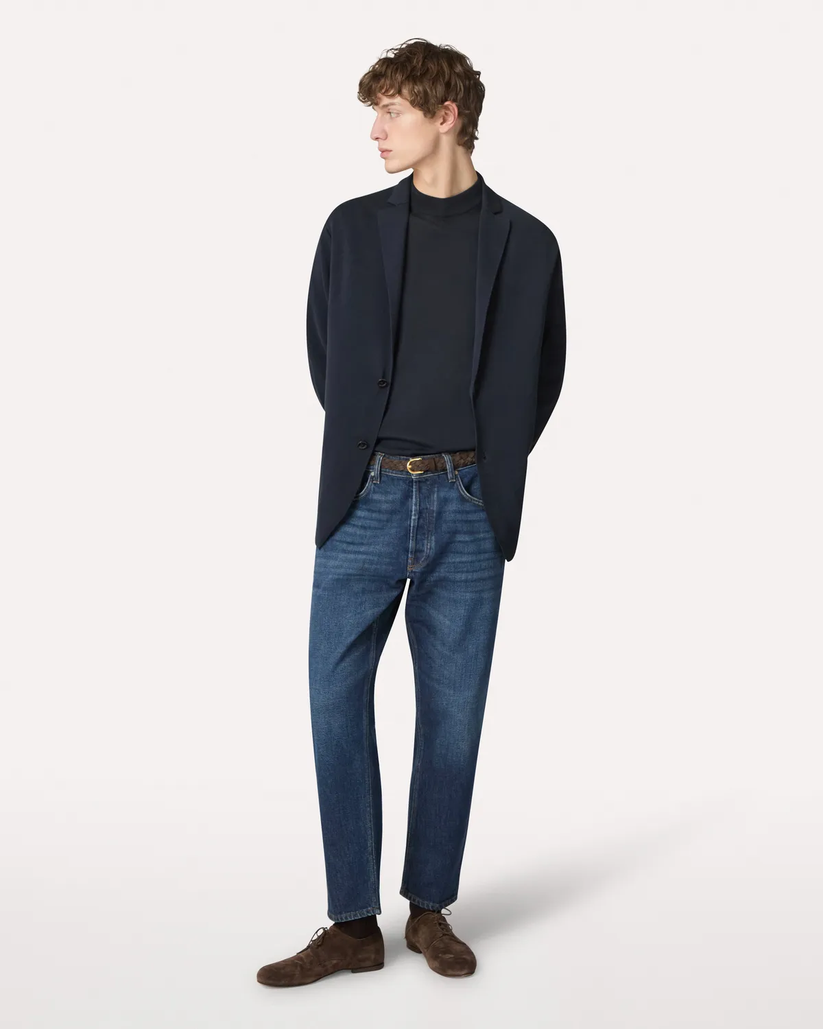 Lardini Giacca monopetto maglia cotone blu