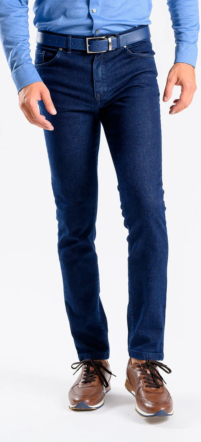 Alain Delon Jeans Blu Scuro Slim Fit Elasticizzati