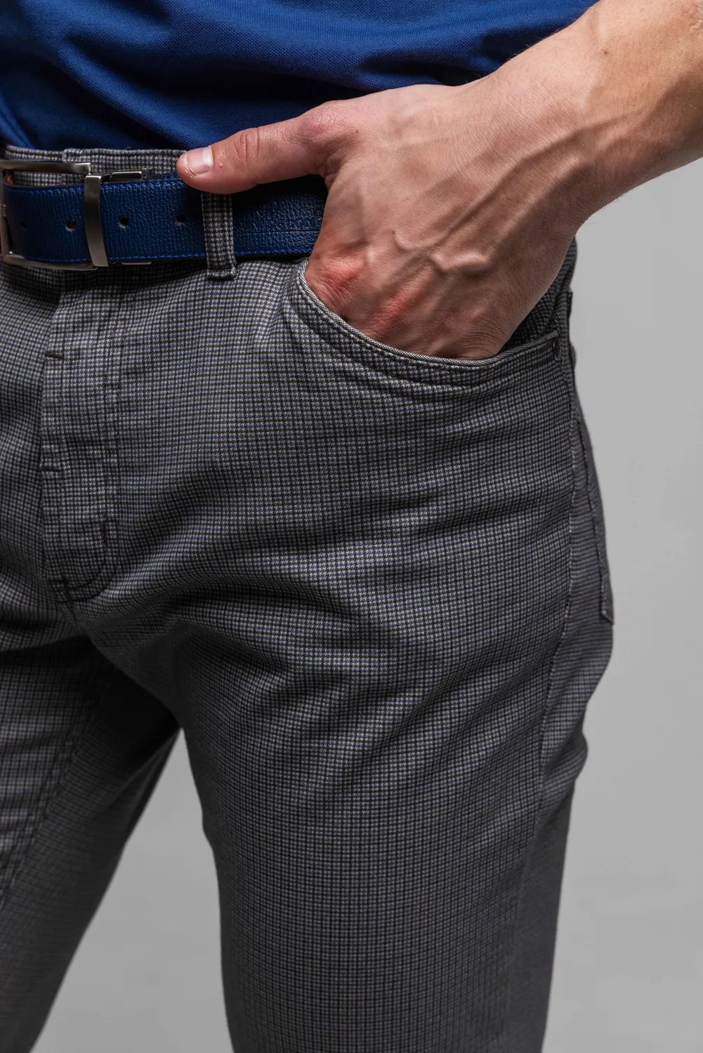 Alain Delon pantaloni casual pied-de-poule marrone grigio