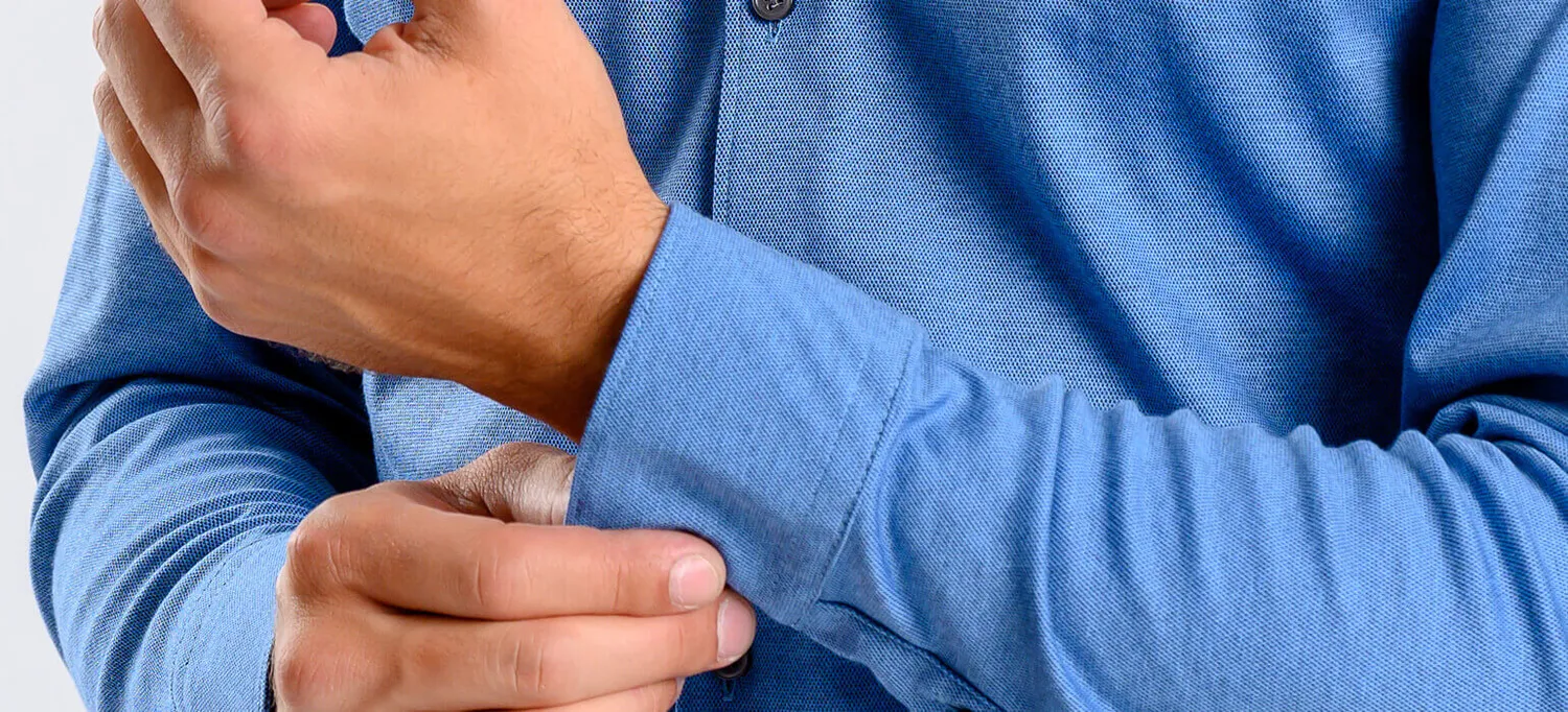 Alain Delon Extra Slim Fit camicia denim blu stretch anti-piega