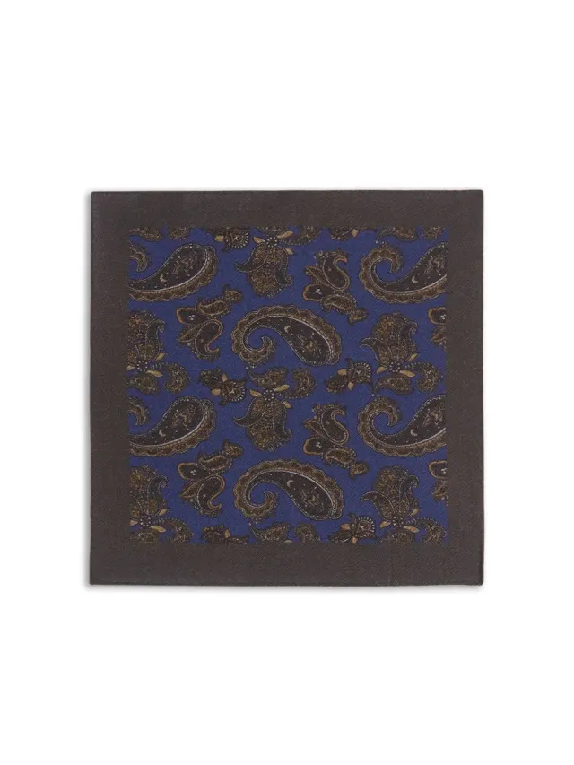 Caruso Pochette Lana Paisley Blu Petrolio