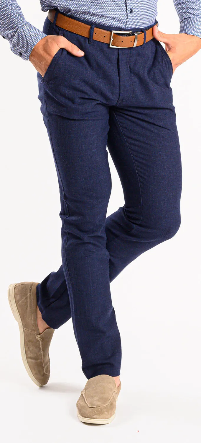 Alain Delon pantaloni lino blu navy 34/32 slim fit