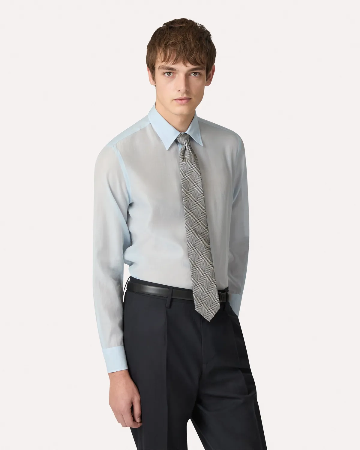 Lardini camicia celeste cotone seta organzino