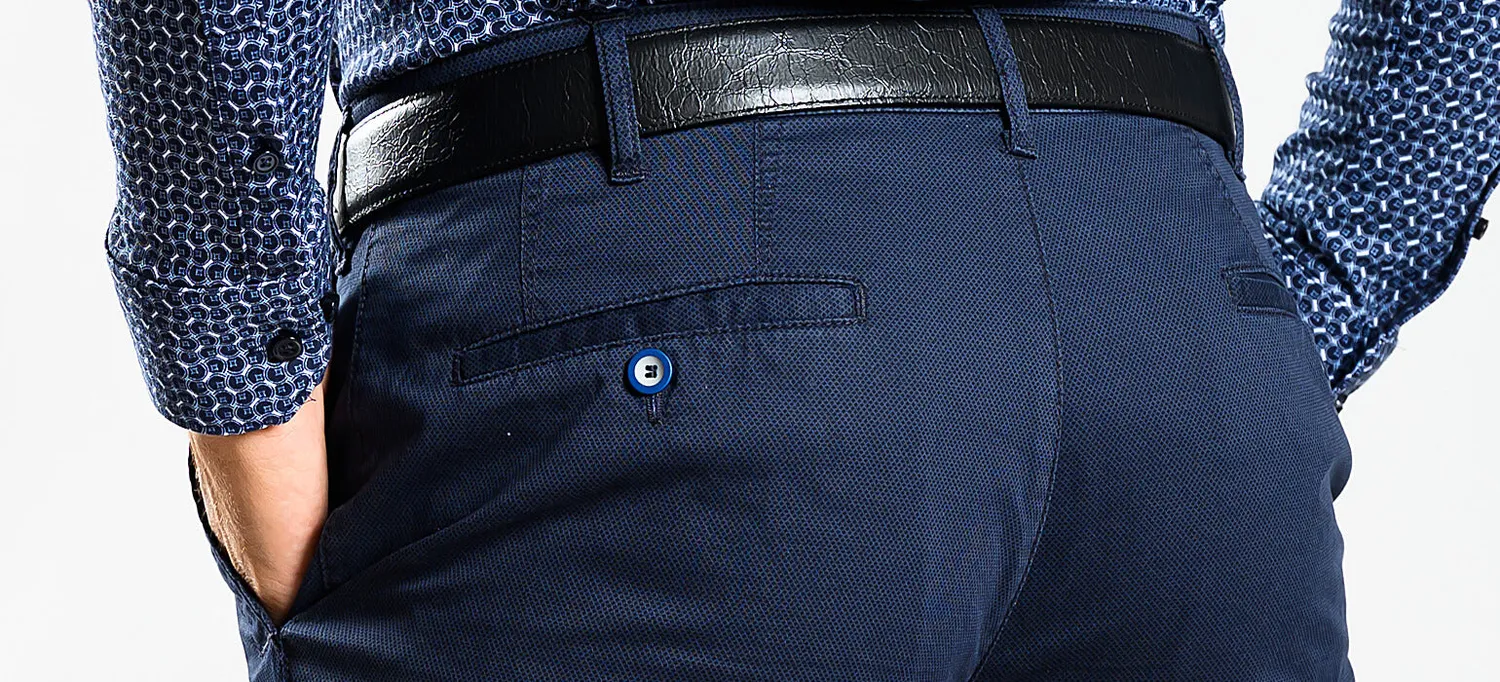 Alain Delon pantalone chino slim blu navy elasticizzato