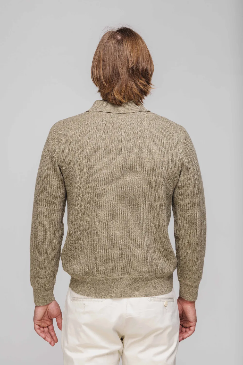 Alain Delon Polo Maglia Oliva Lana Manica Lunga