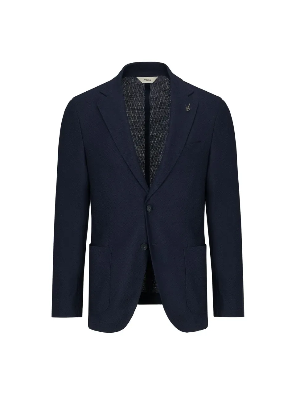 Paoloni Giacca Jersey Nido d'Ape Pura Lana Blu Sfoderata