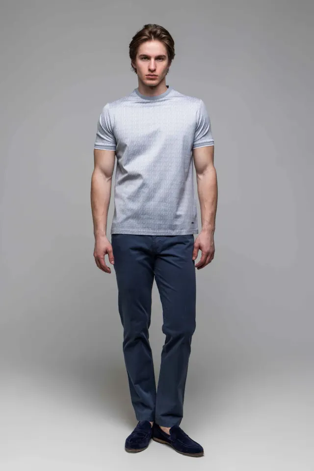 Alain Delon T-shirt Grigia Cotone Tono su Tono