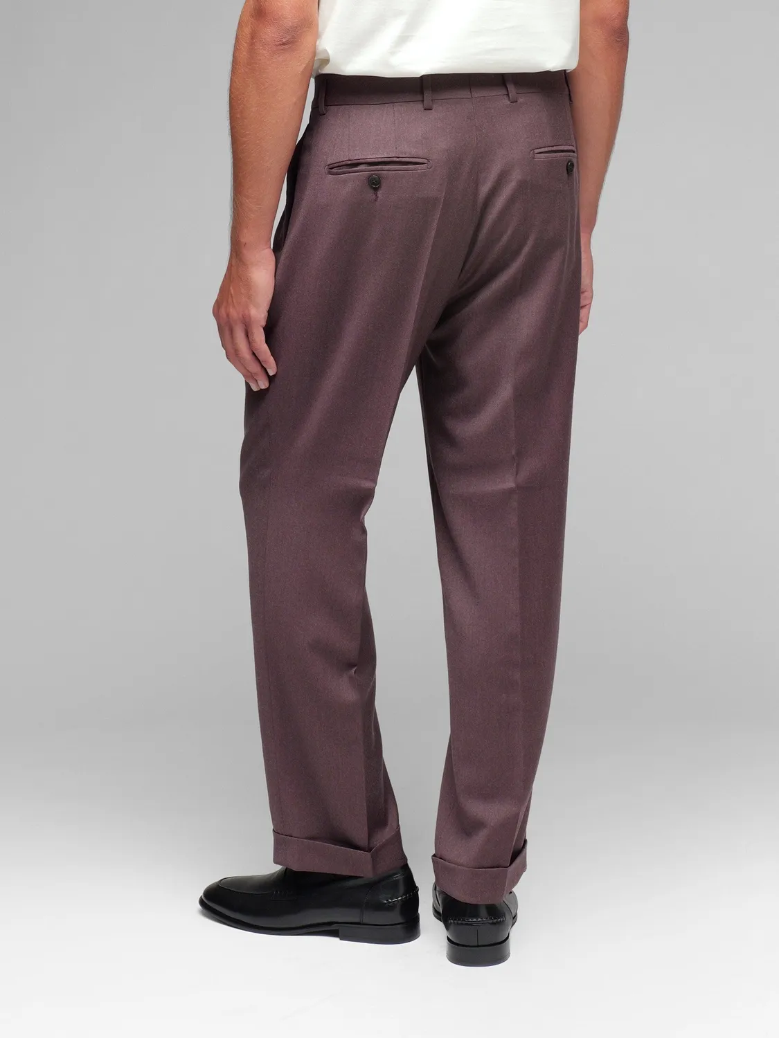 Paoloni Pantalone Doppia Pinces Flanella Rosso stretch