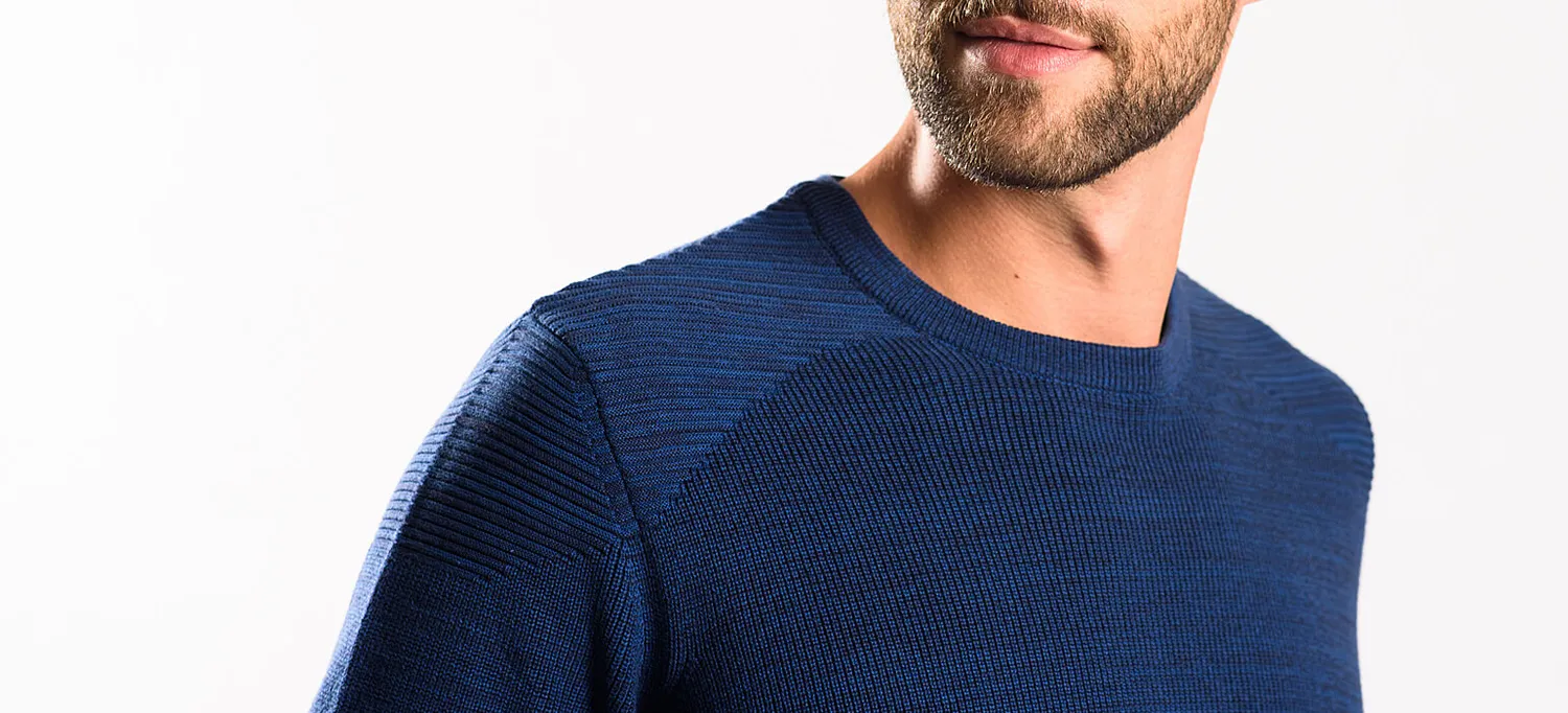 Alain Delon maglione cotone blu slim fit coste