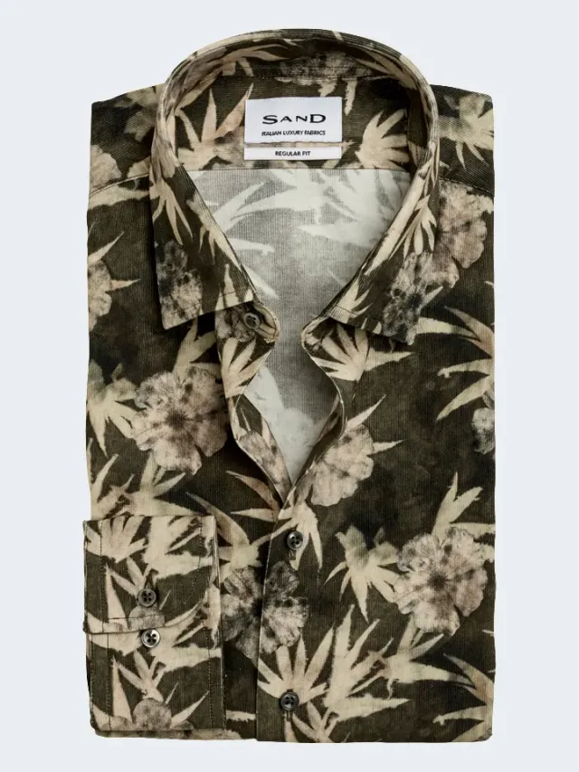 Sand 8397 State Soft camicia velluto fantasia regular