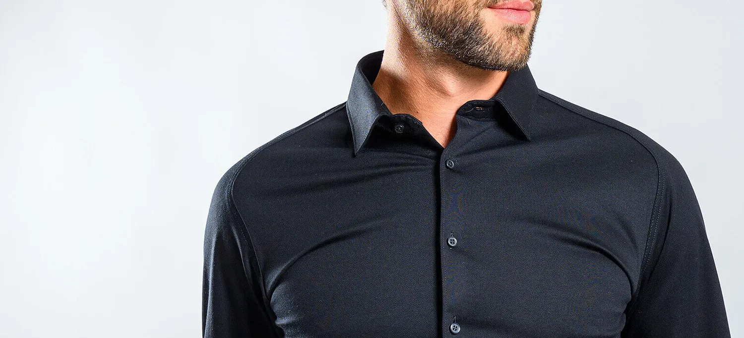 Alain Delon Camicia Extra Slim Fit Nera Anti Piega