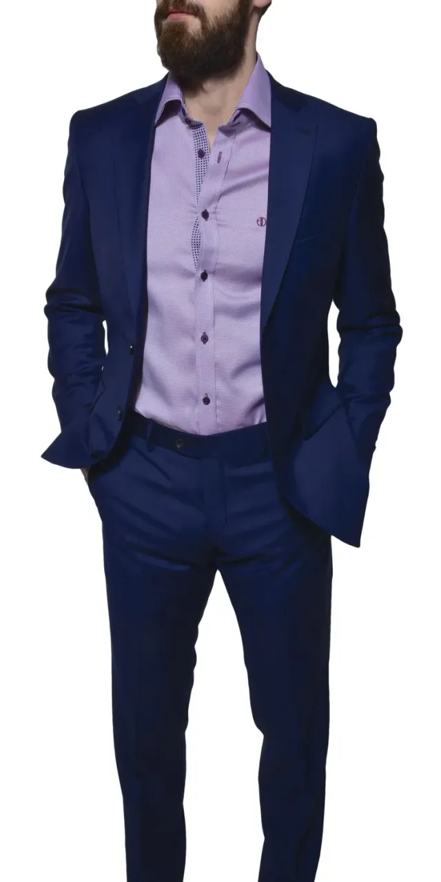 Alain Delon completo blu lana Super 120s slim fit