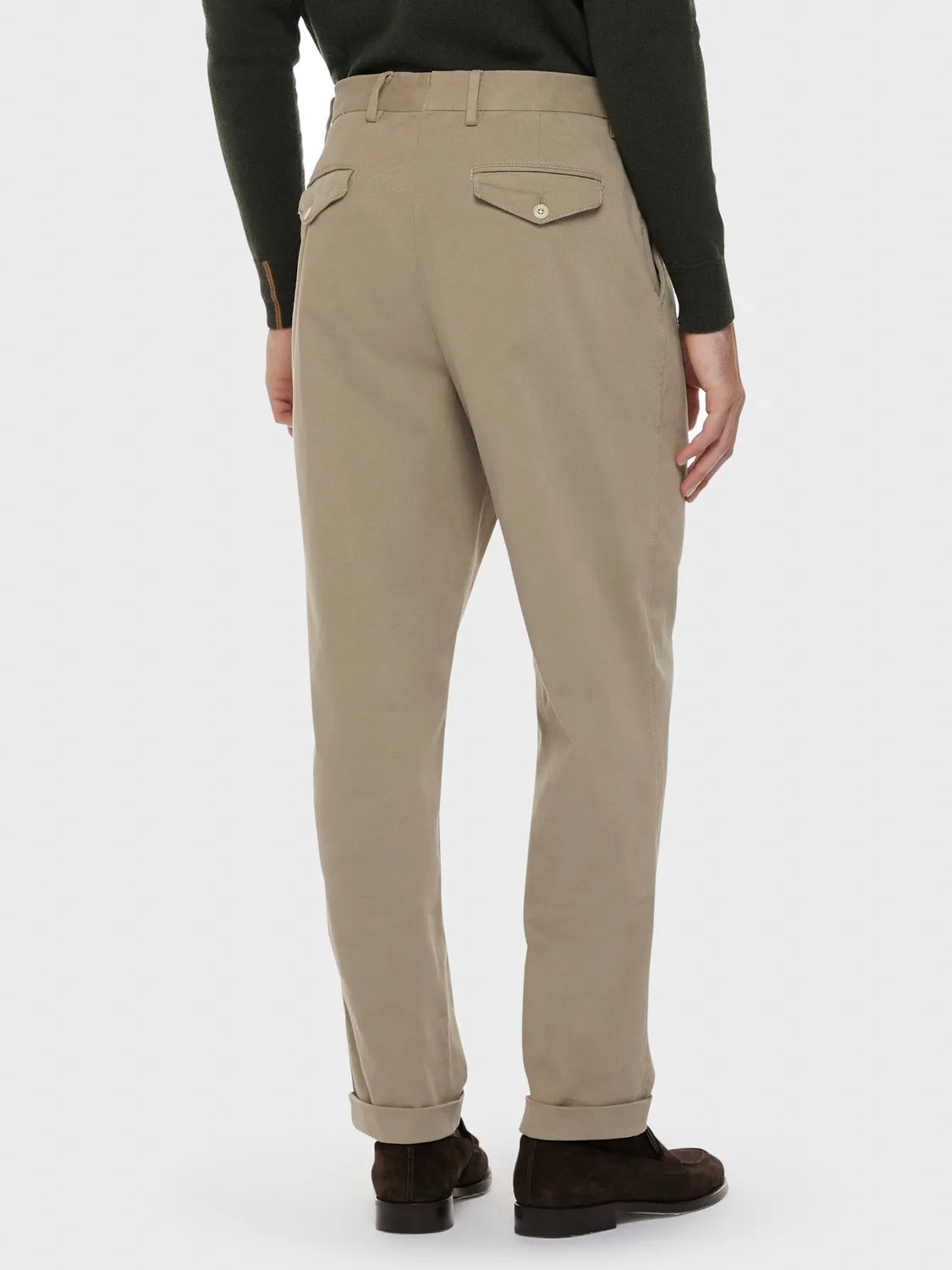 Caruso pantalone cotone stretch sabbia gabardine