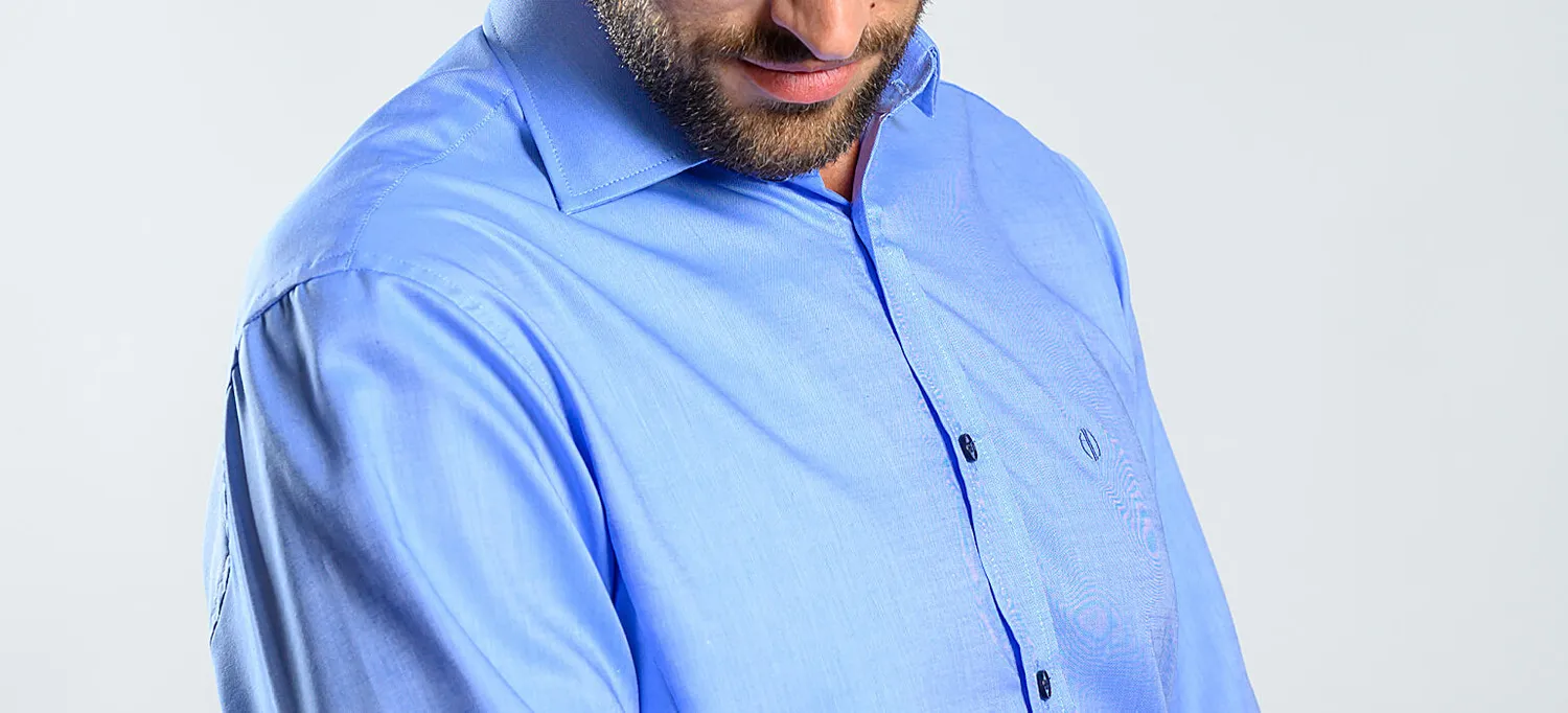 Alain Delon camicia extra slim fit blu cotone Getzner