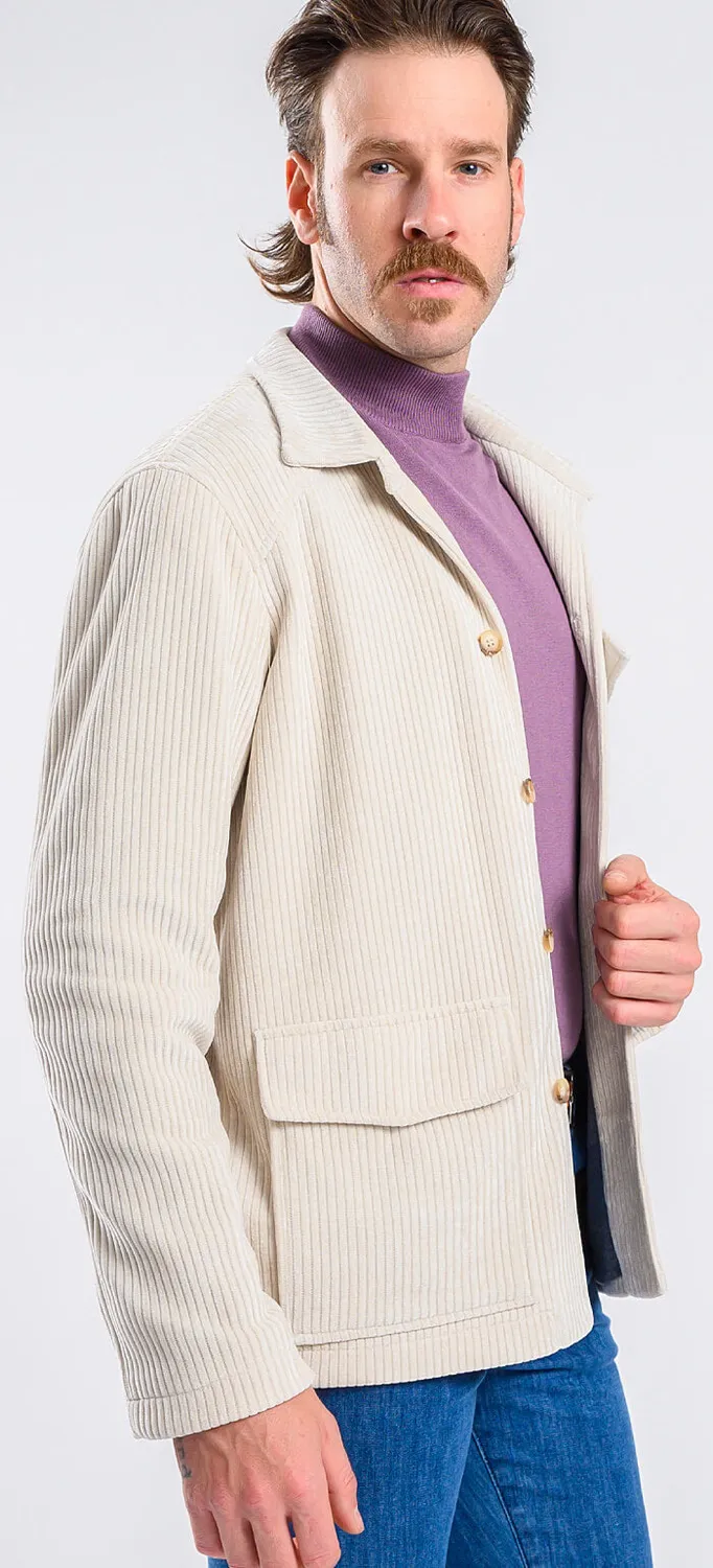 Alain Delon sovracamicia beige velluto coste