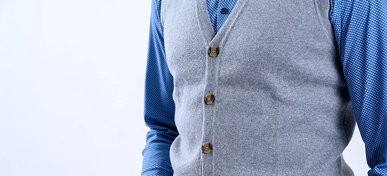 Alain Delon Gilet Maglia Grigio Bottoni slim fit