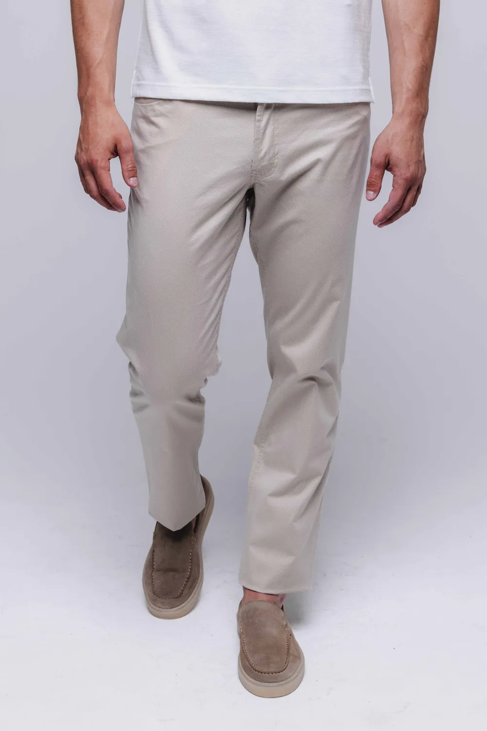 Alain Delon pantaloni casual beige fantasia elasticizzata