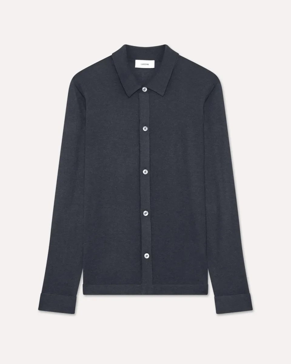 Lardini camicia maglia seta blu denim 100%
