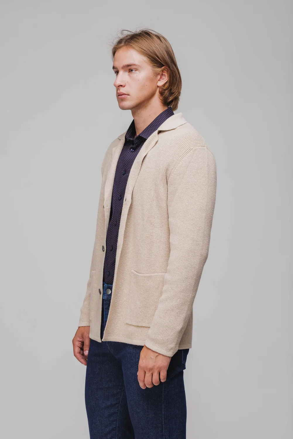 Alain Delon cardigan beige bottoni misto cashmere
