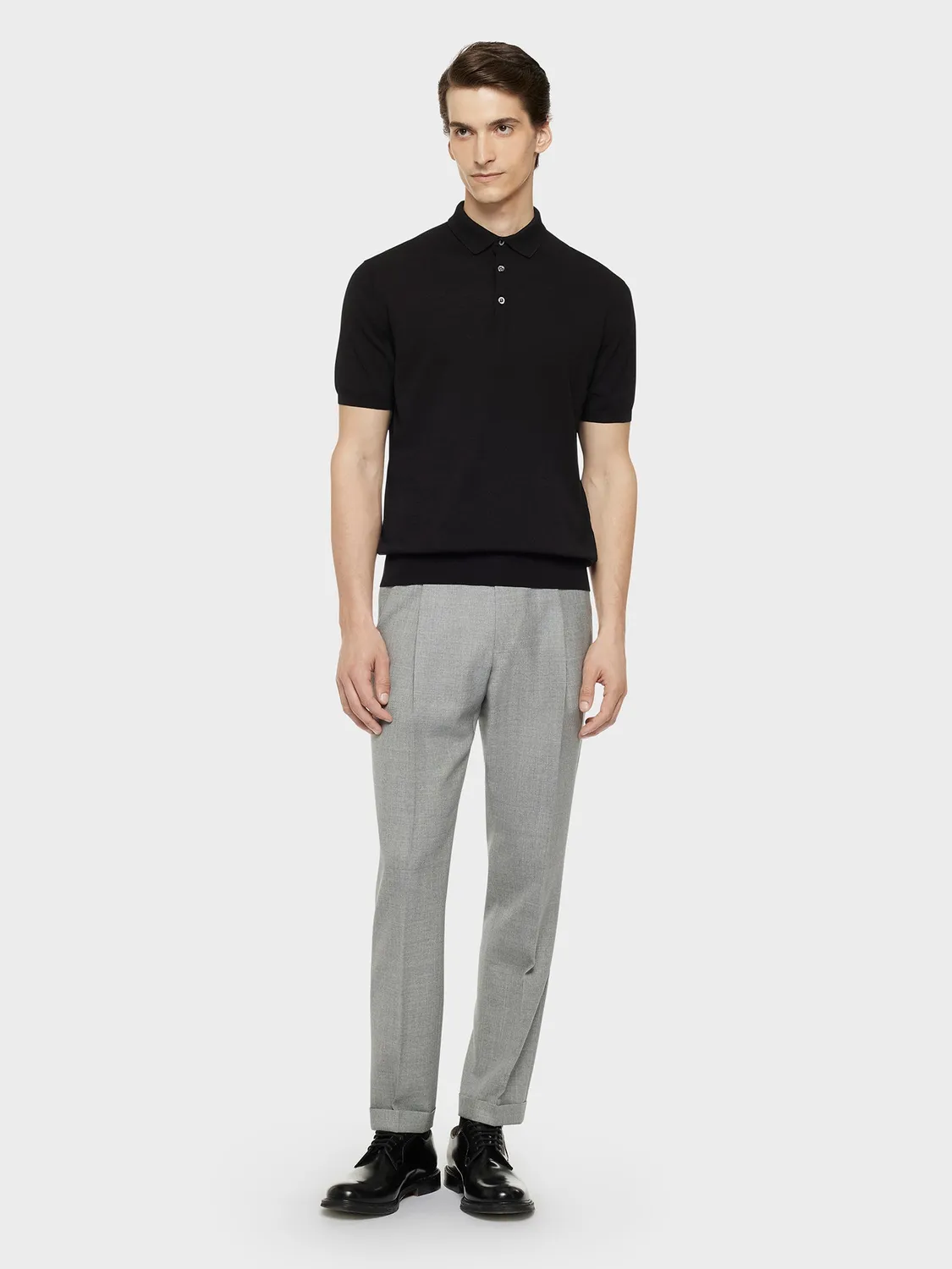Caruso Pantalone Carrot Fit Lana Grigio Tinta Unita