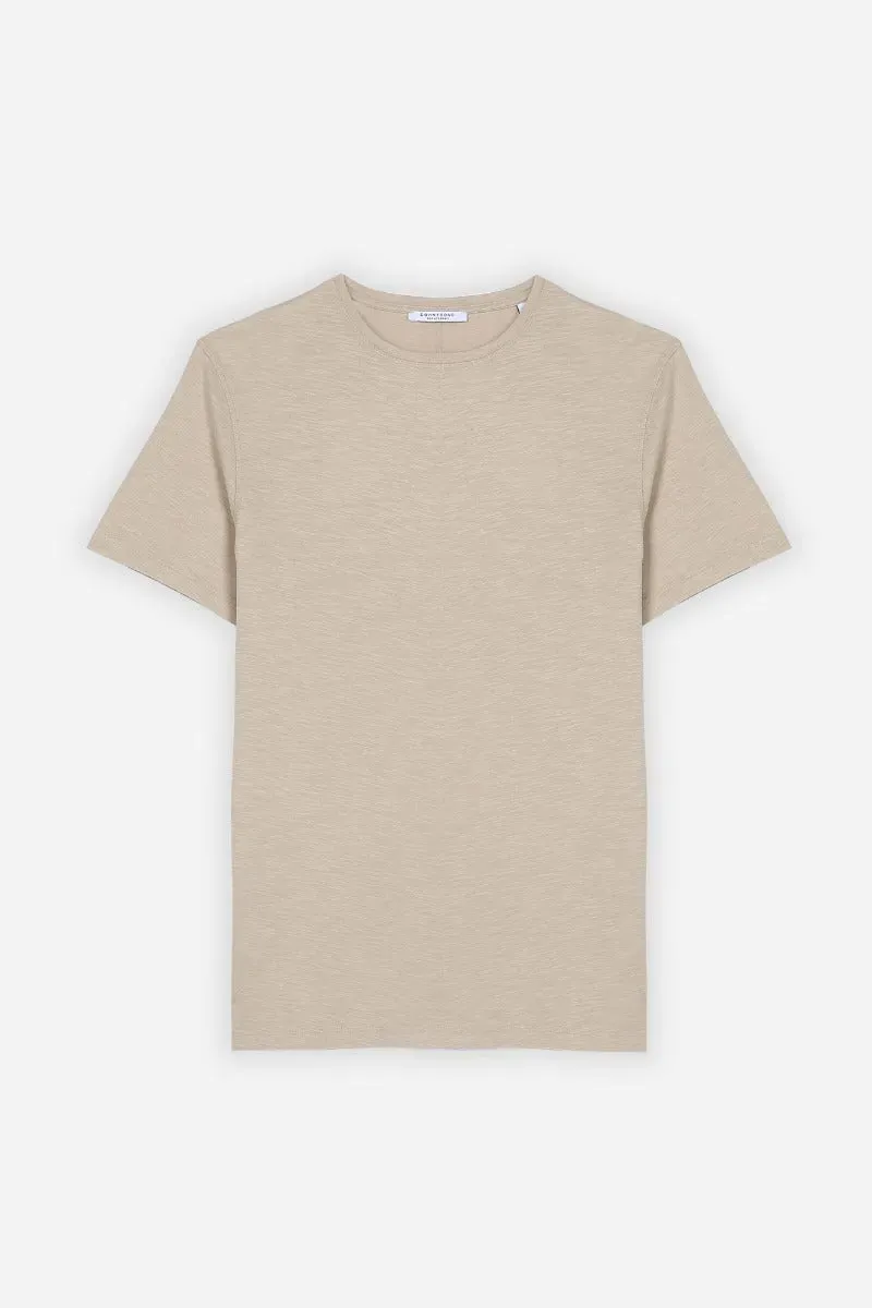 Sonny Bono Overlock t-shirt cotone fiammato beige
