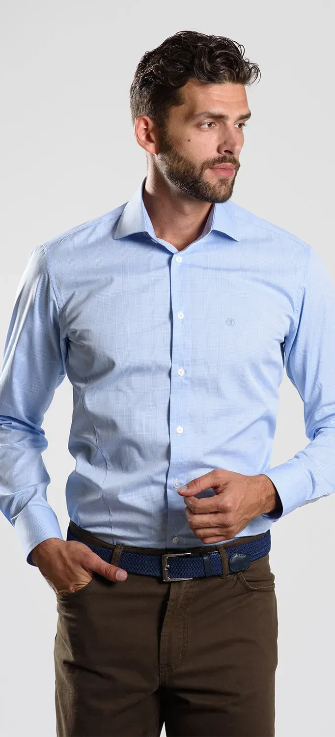 Alain Delon Classic camicia uomo blu quadri cotone spagnolo