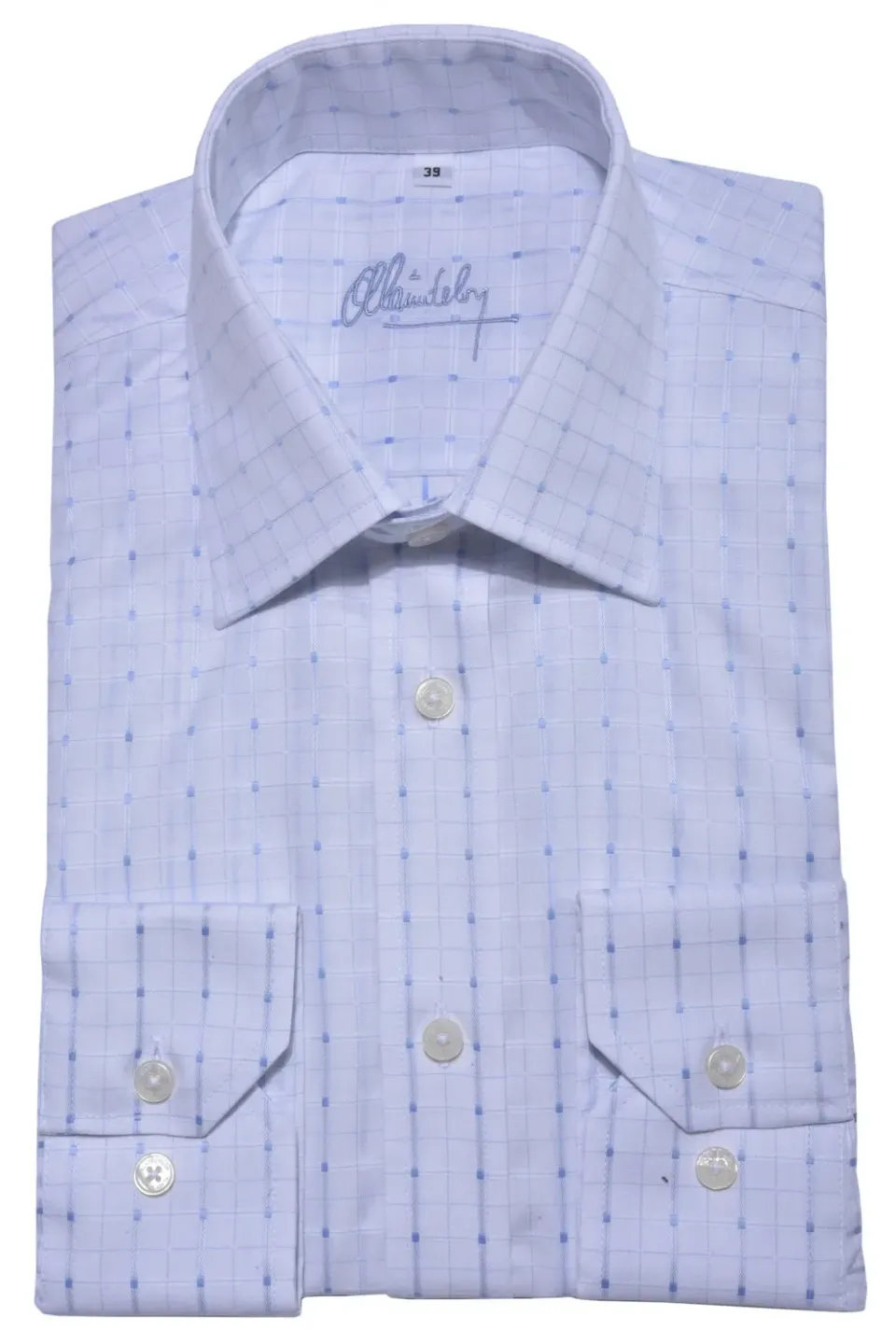 Alain Delon Limited Edition camicia blu fantasia 39 extra slim