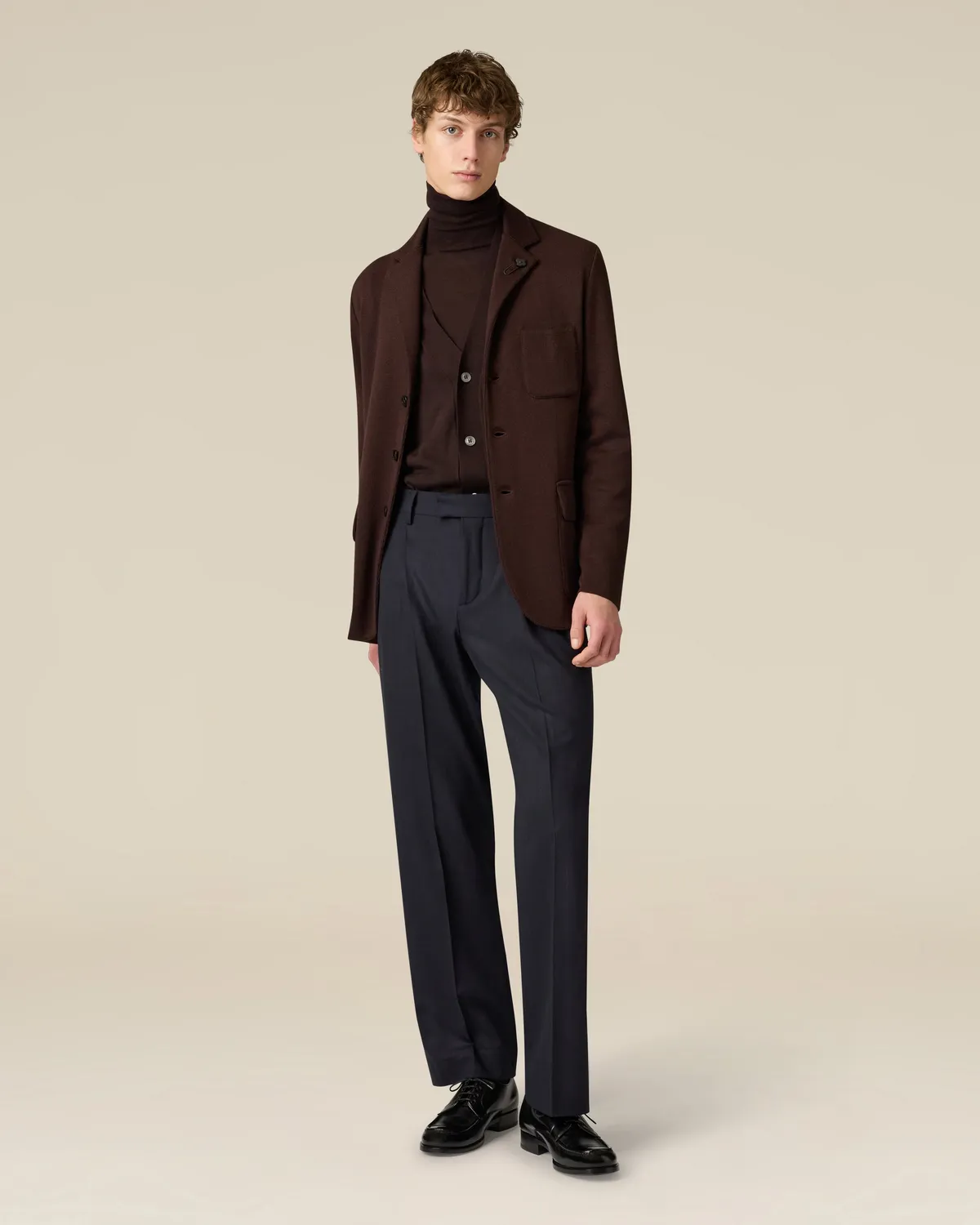 Lardini cardigan marrone lana merino superfine