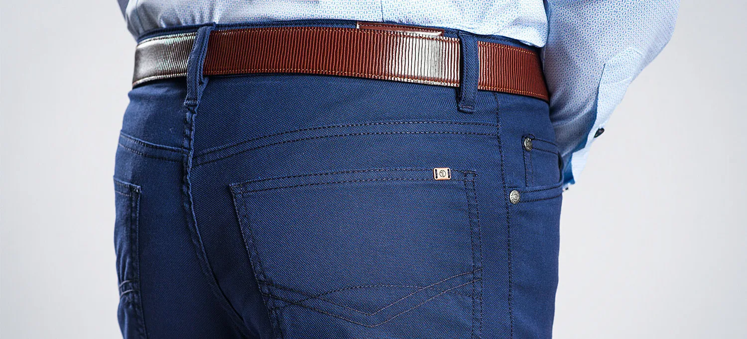 Alain Delon Blue Five-Pocket pantaloni slim in cotone blu