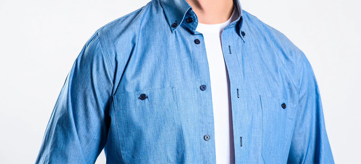 Alain Delon camicia denim blu slim fit Getzner