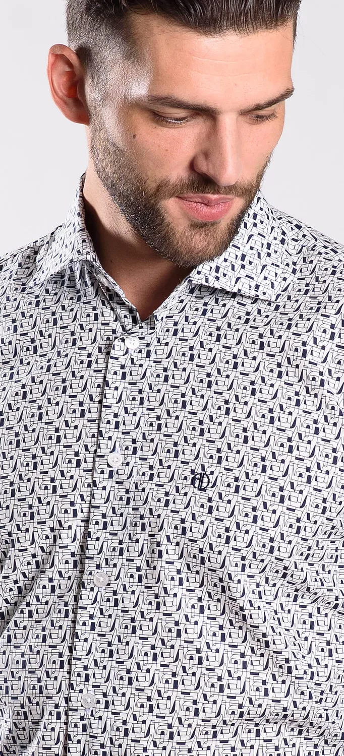 Alain Delon Camicia Casual Slim Fit Fantasia Cotone Getzner