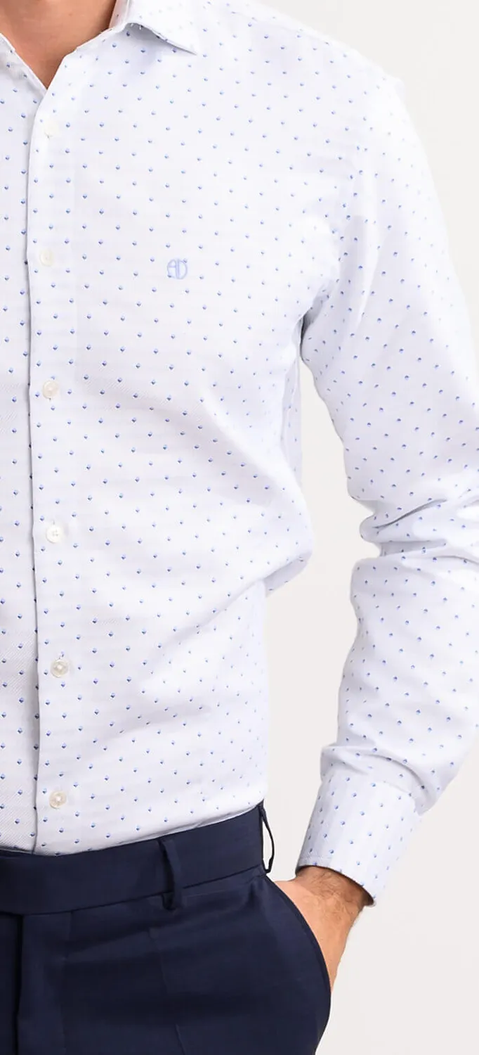 Alain Delon camicia bianca rombi blu extra slim fit