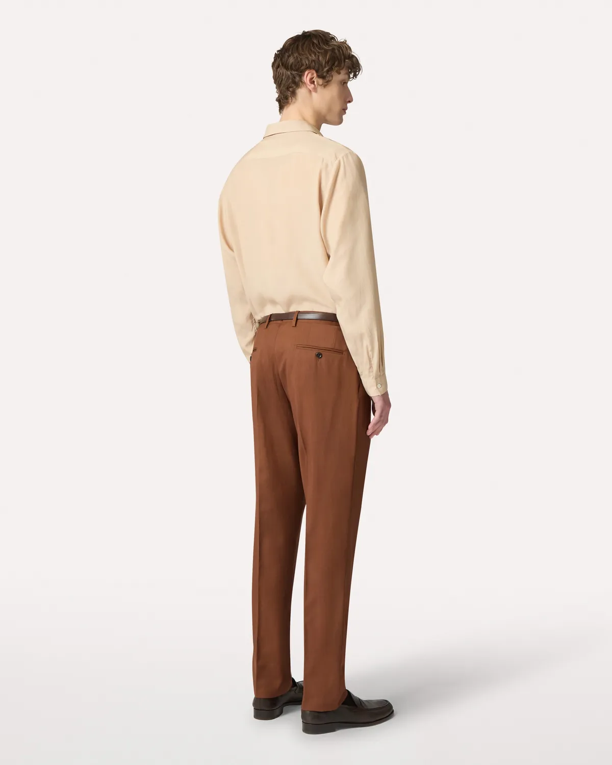 Lardini pantalone una piega marrone saia leggera