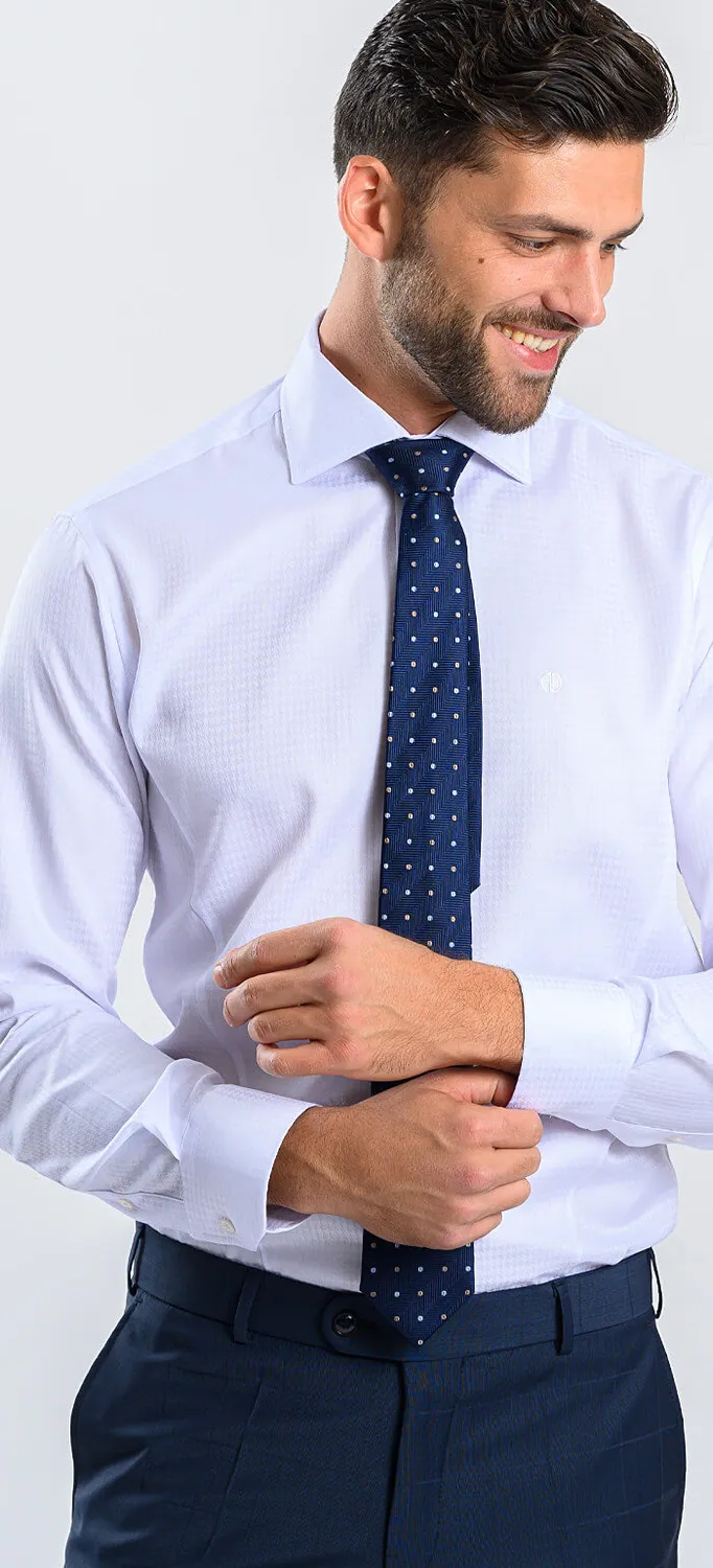 Alain Delon Extra Slim camicia uomo bianca pied-de-poule