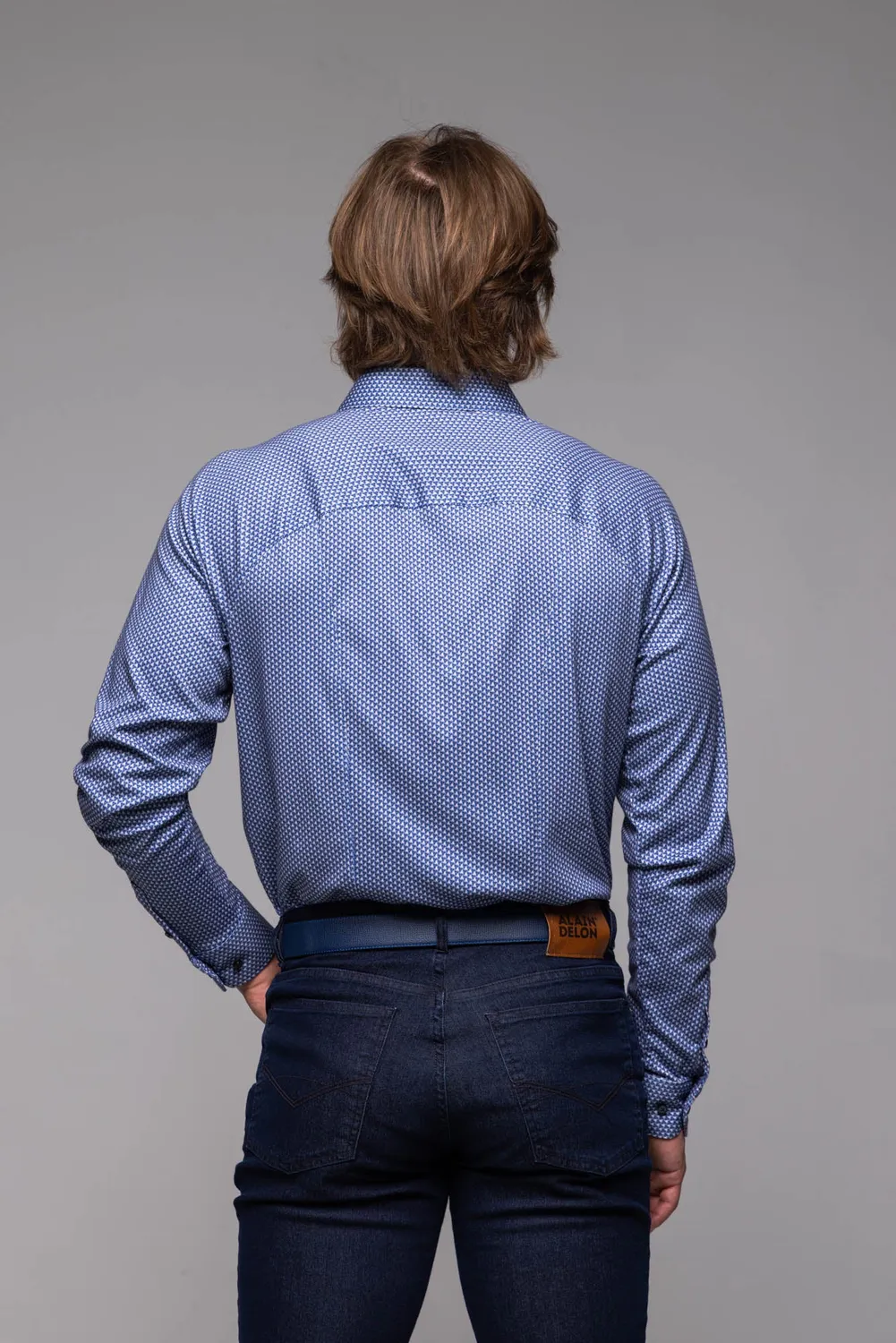 Alain Delon camicia bianco blu jersey extra slim