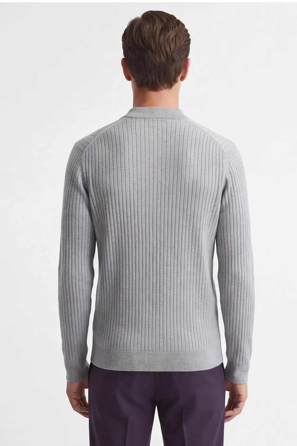 Sonny Bono maglia serafino coste grigio chiaro scollo bottoni