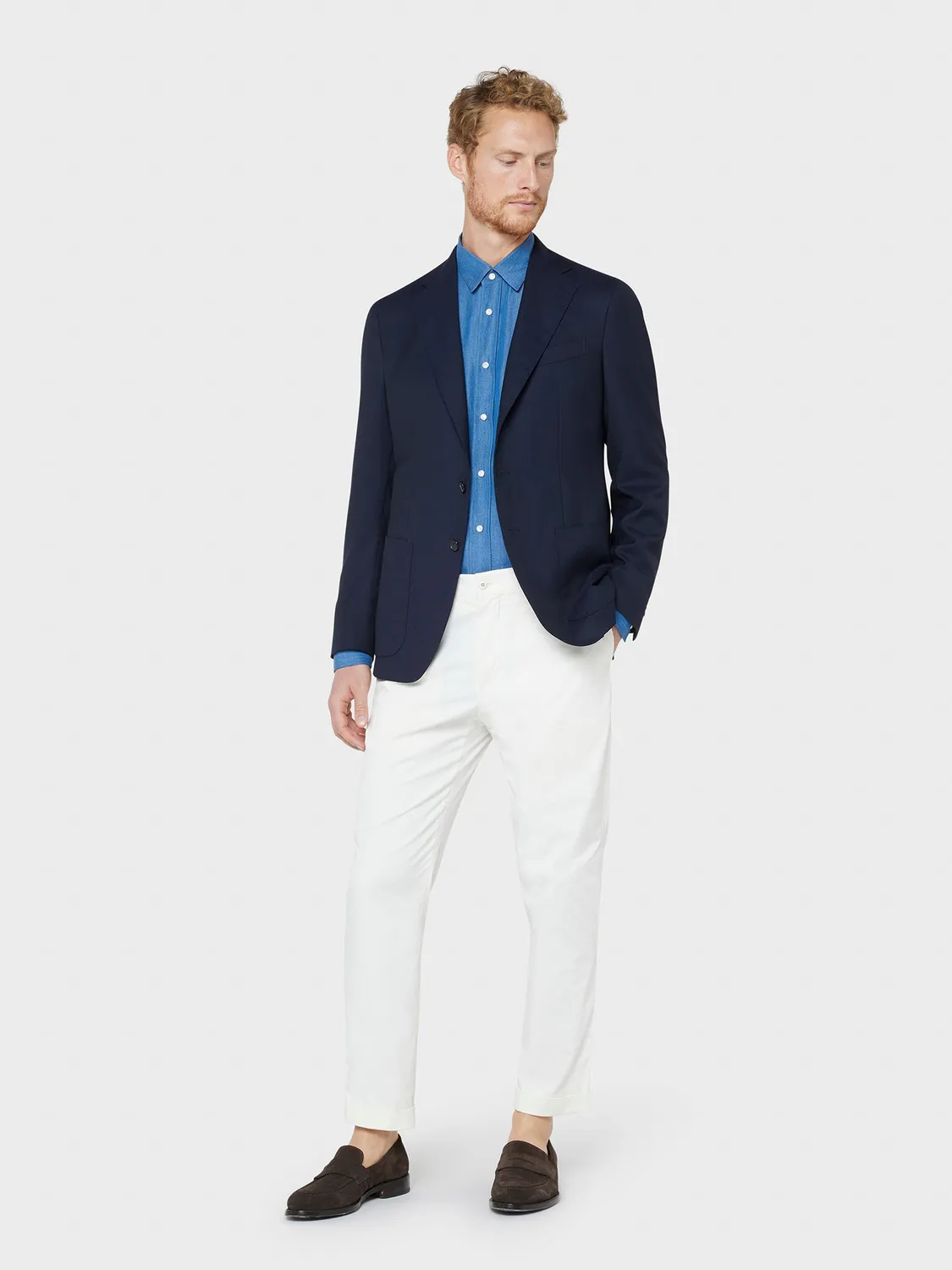 Caruso camicia in tencel blu jeans