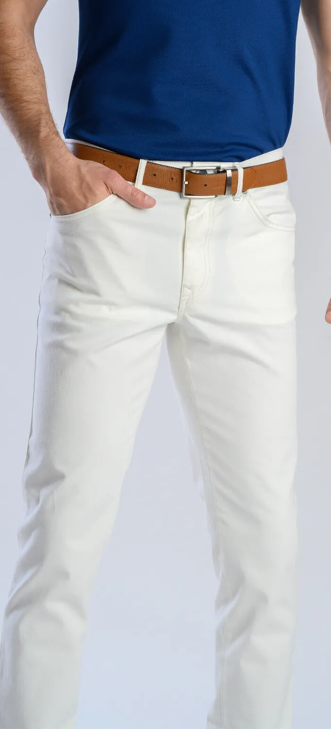 Alain Delon jeans crema slim fit elasticizzati