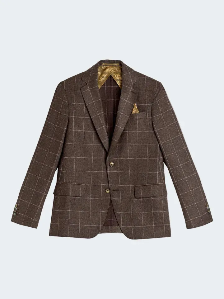 Sand Menswear Star Easy blazer quadri cashmere marrone