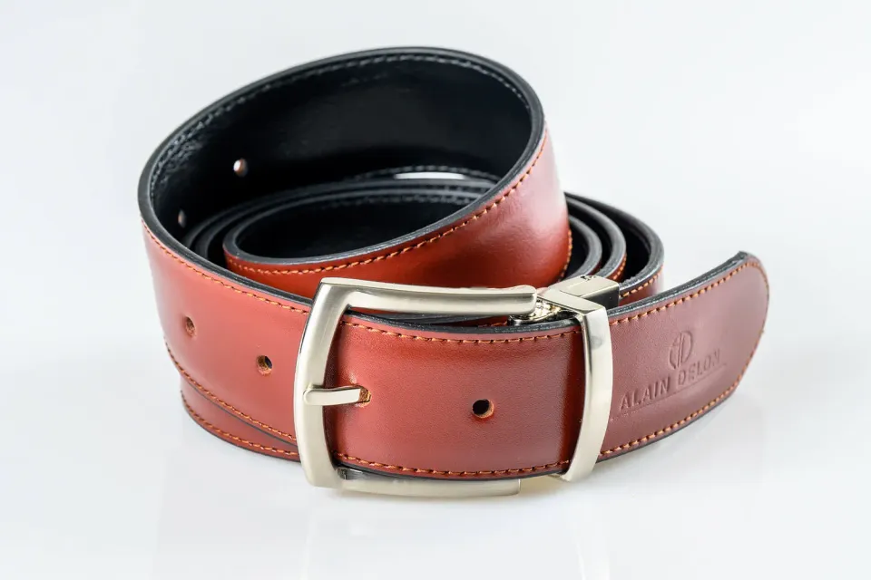 Alain Delon cintura pelle reversibile 110 cm doppia