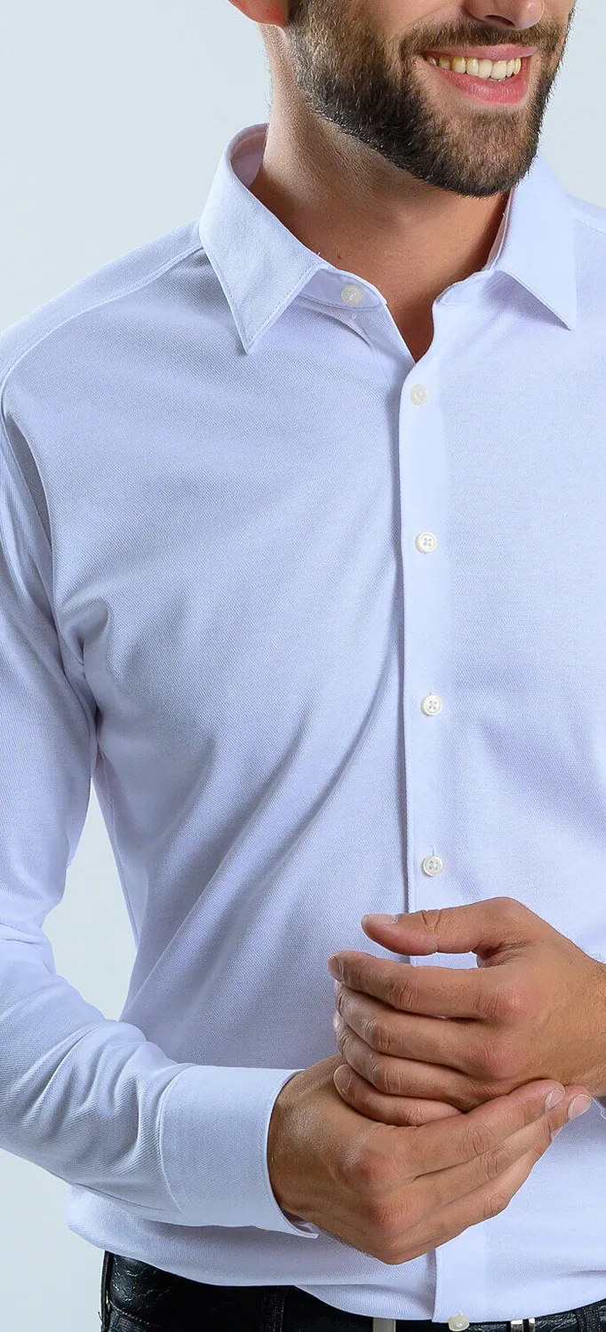 Alain Delon camicia bianca extra slim elasticizzata