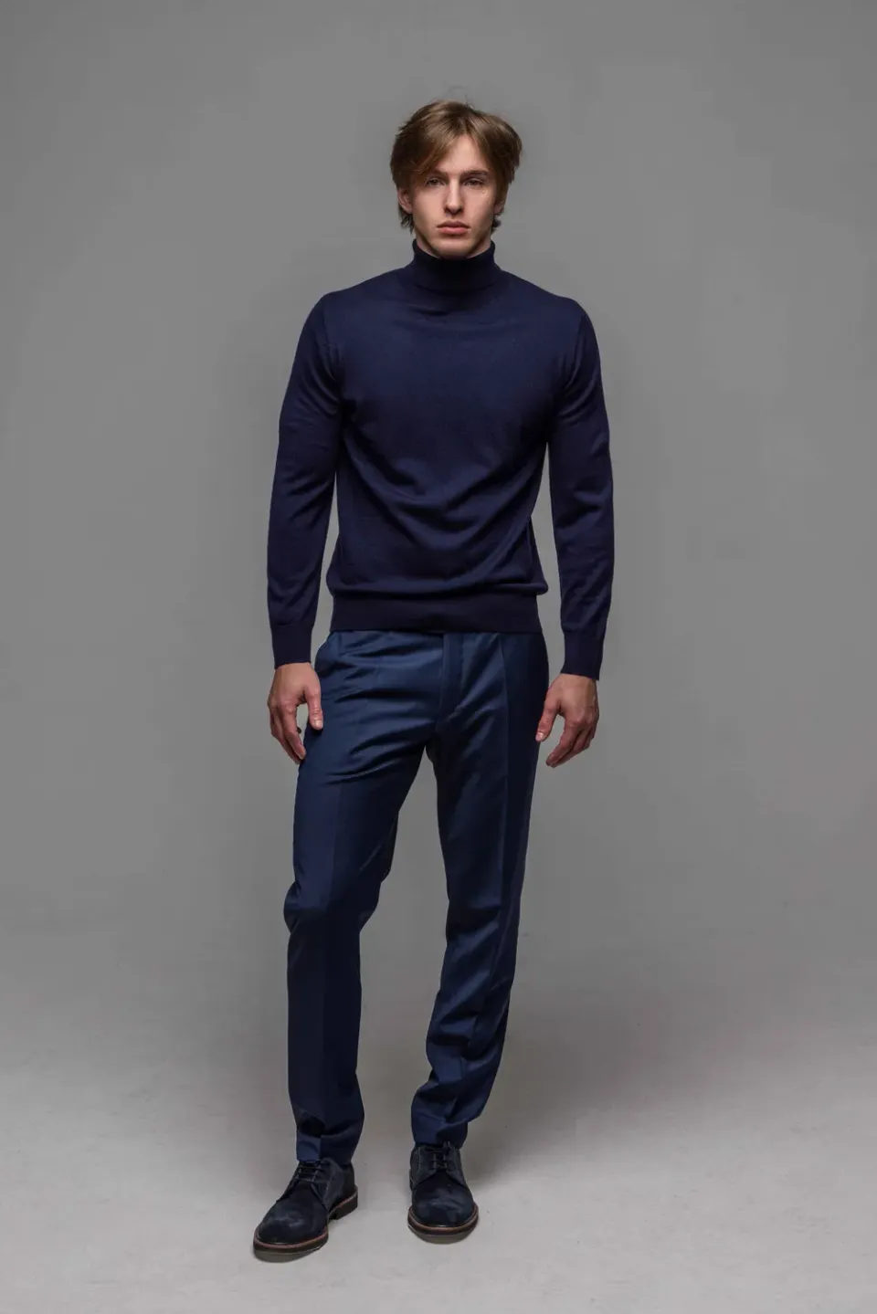 Alain Delon dolcevita uomo blu navy in maglia