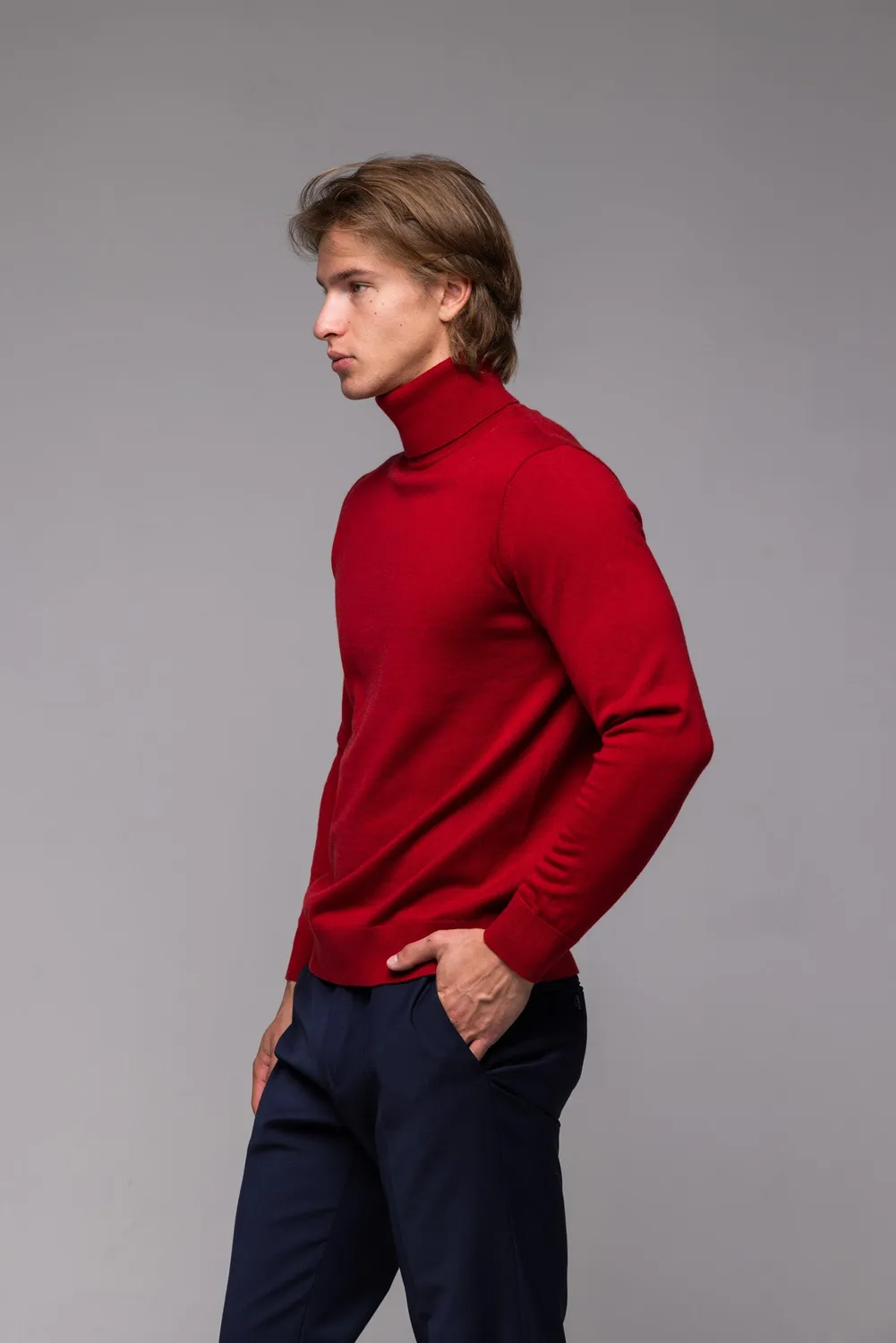 Alain Delon Dolcevita Maglia Bordeaux Slim Fit