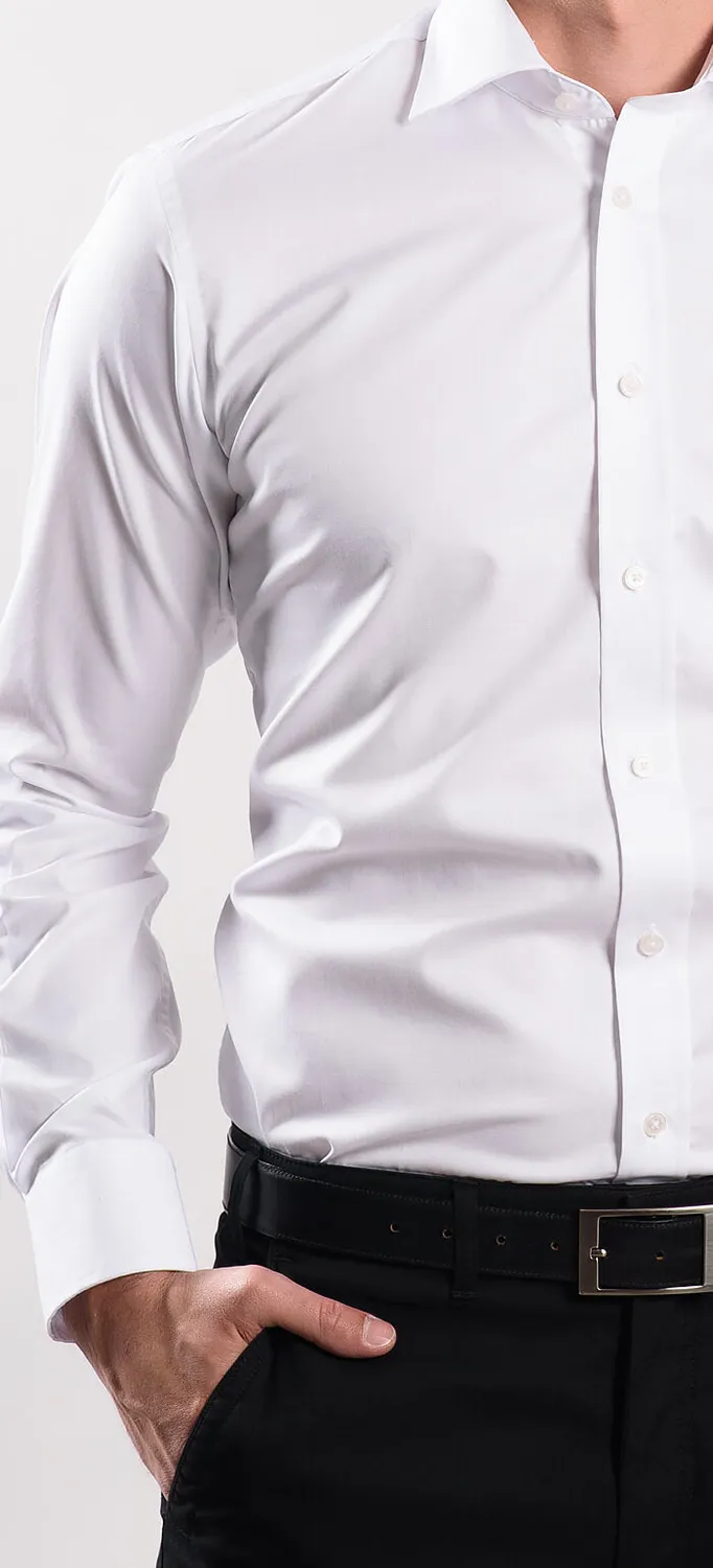 Alain Delon camicia bianca classic fit taschino